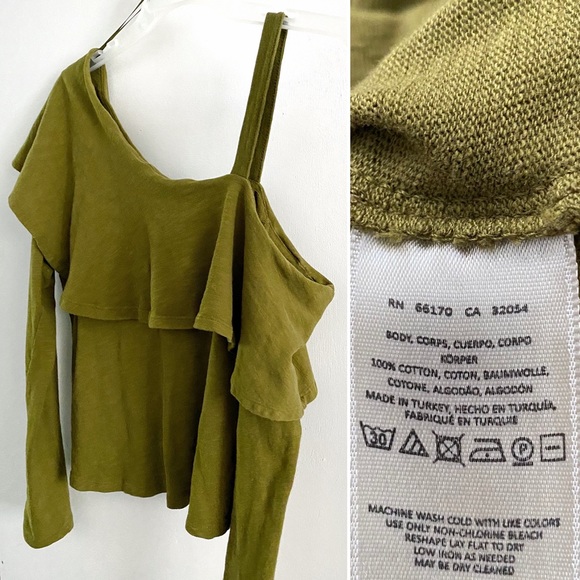 Anthro Postmark ruffle long sleeve 100% cotton top - Picture 2 of 6